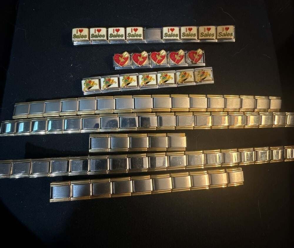 Large lot of 96 Assort. Italian Charm Bracelet Links including TK Italia and D'l
